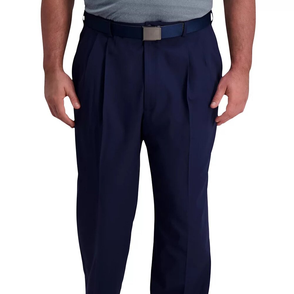 Haggar Big Men Pro Pleated 4-Way Stretch Navy Blue Dress Pants 48x29